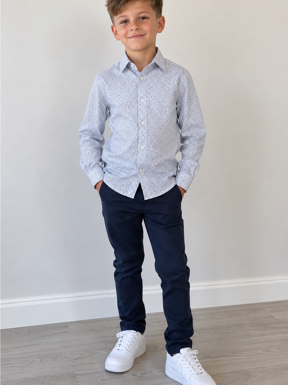 Calvin Klein Light Blue Microprint Button-Down Shirt
